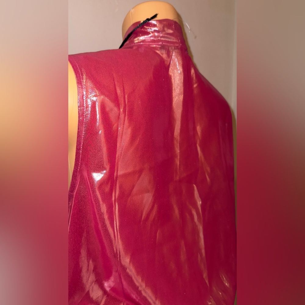 SOLD NWT WOMEN’S BLOUSE METALLIC PINK SLEEVELESS SIZE XL - Picture 6 of 9